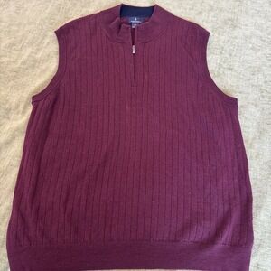 Brooks Brothers 100% Merino Wool 1/4 Zip Sweater Vest Burgundy Maroon Size 2XL
